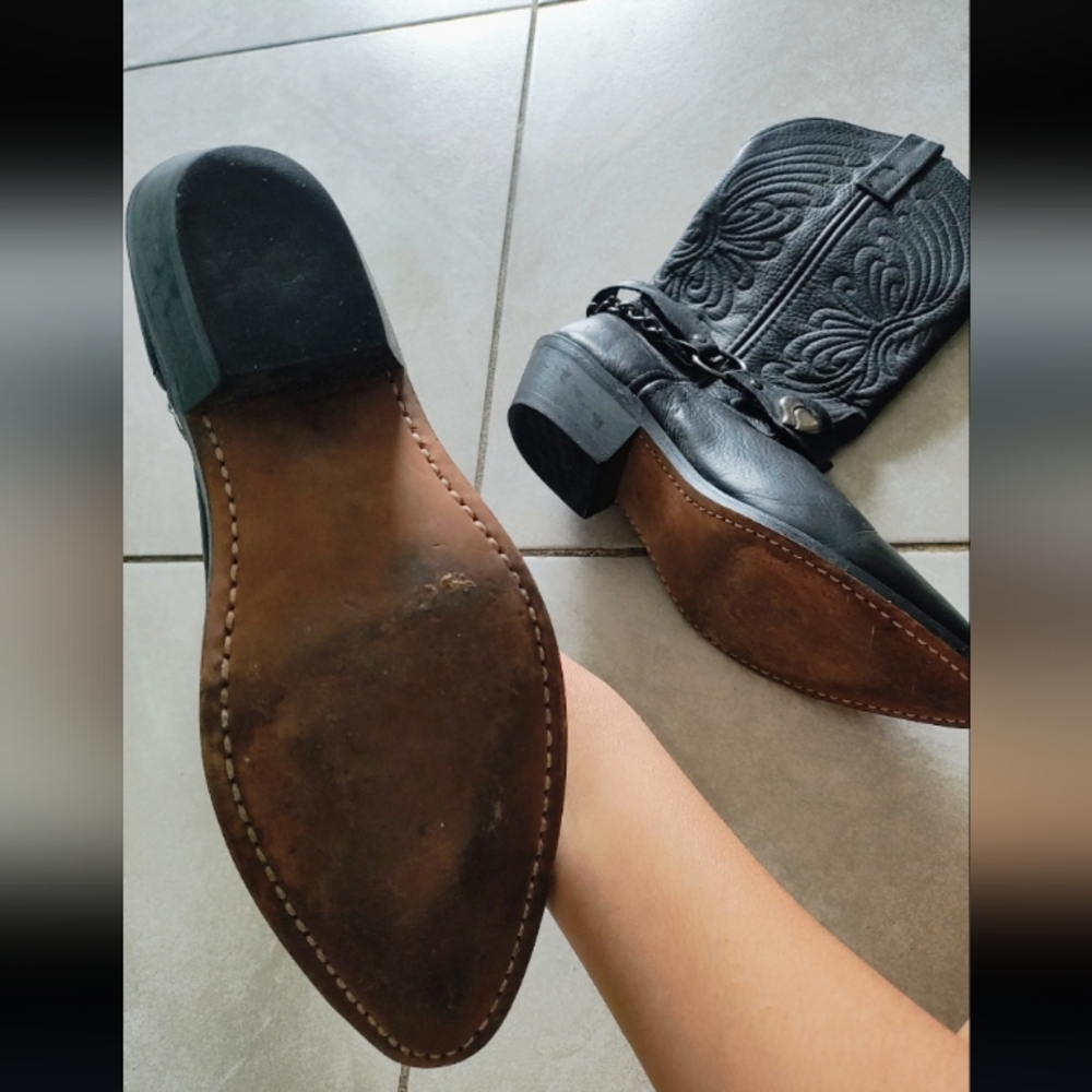 Black Western Cowboy Boots 7.5 - Picture 7 of 9